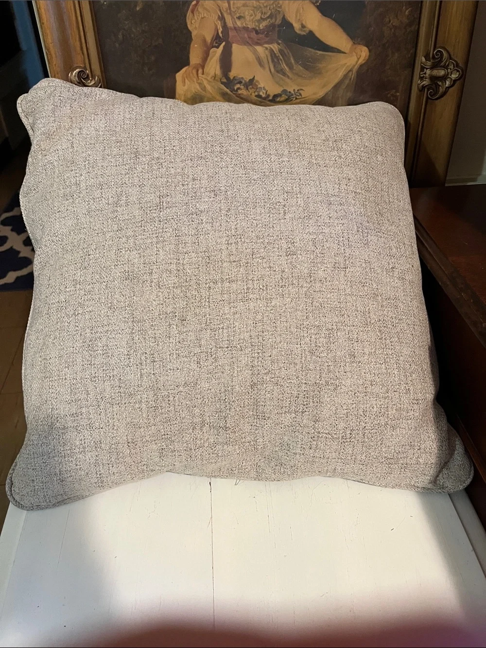 Tapestry Pillow - Blues Creams - Zipper To Clean Cover - Thick Quality Material